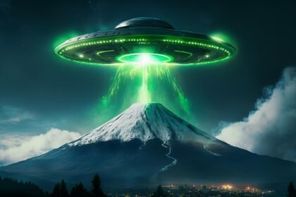 Firefly Uma massa escura na qual um UFO sobre o monte Fuji no Japao tira forca de um fogo verde 2008