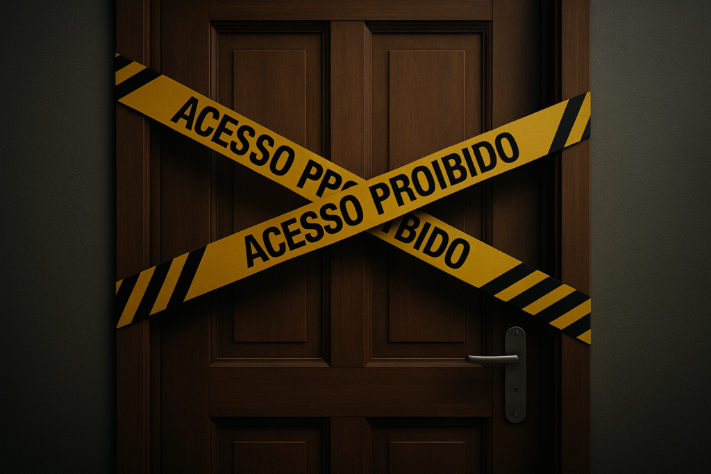 Porta Fechada com Cinta de Advertencia