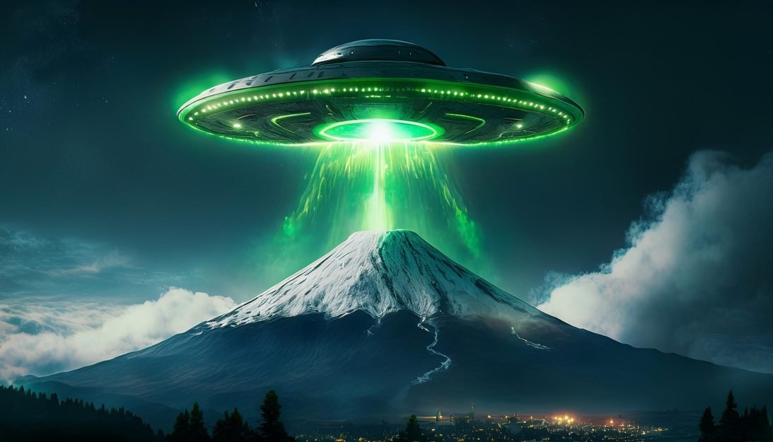 Firefly Uma massa escura na qual um UFO sobre o monte Fuji no Japão tira força de um fogo verde 2008