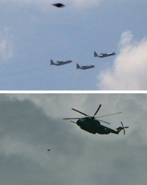 Algumas das fotos obtidas pela pesquisadora Ana Luisa Cid mostram objetos inesperados no show a&eacute;reo