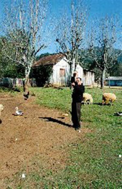 O Ex-Vereador e agricultor aponta para o local onde viu a enorme nave, sobre sua propriedade